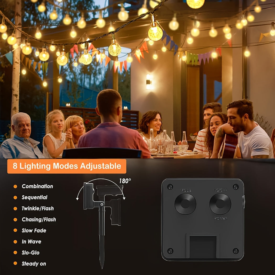11.89m Solar String Lights with 8 Modes IP65 Weatherproof LED Globe for Indoor Outdoor Decoration