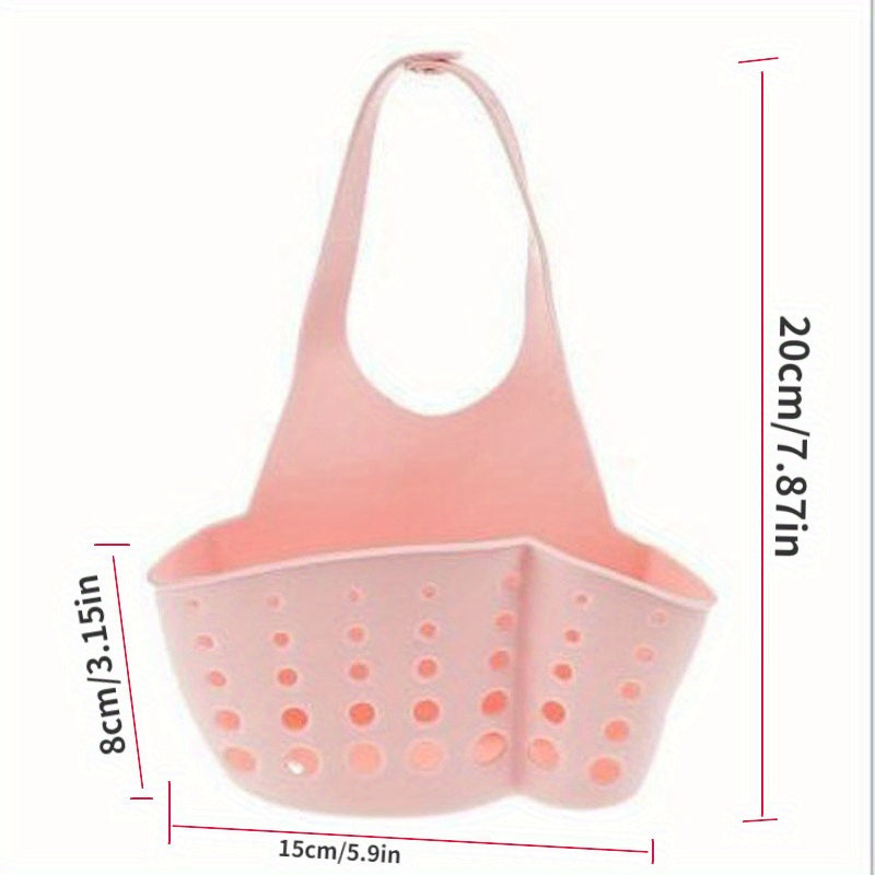 Solid Color Silicone Sink Brush and Drain Storage Basket with Removable Button