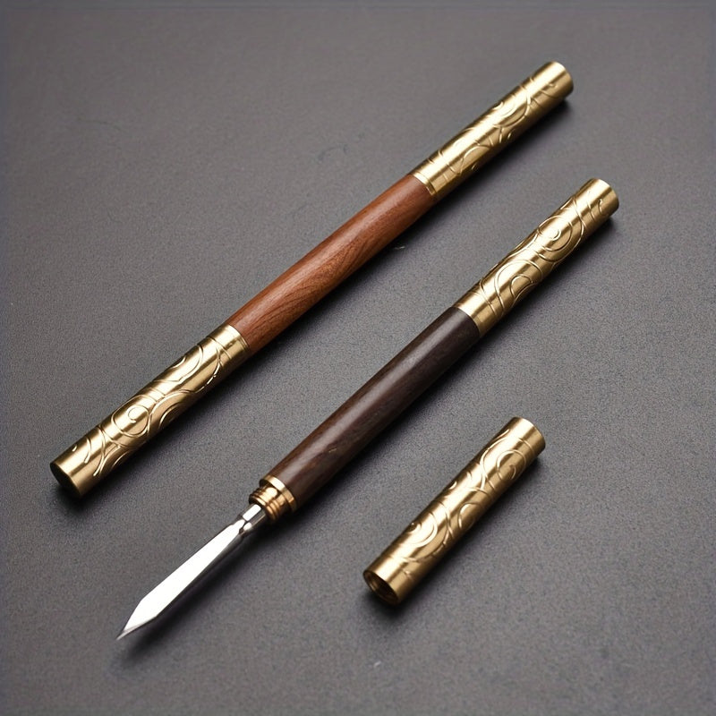 Pu-erh va Igna choy uchun ikkala uchidan foydalaniladigan choy pichog'i qora sandal, gilos daraxti, oltin tutqich bilan