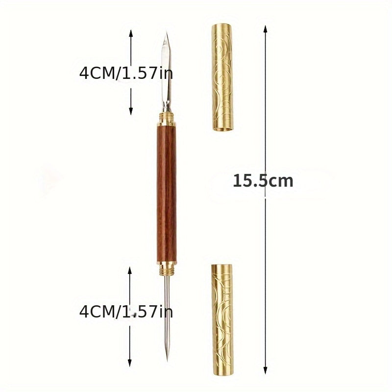 Pu-erh va Igna choy uchun ikkala uchidan foydalaniladigan choy pichog'i qora sandal, gilos daraxti, oltin tutqich bilan