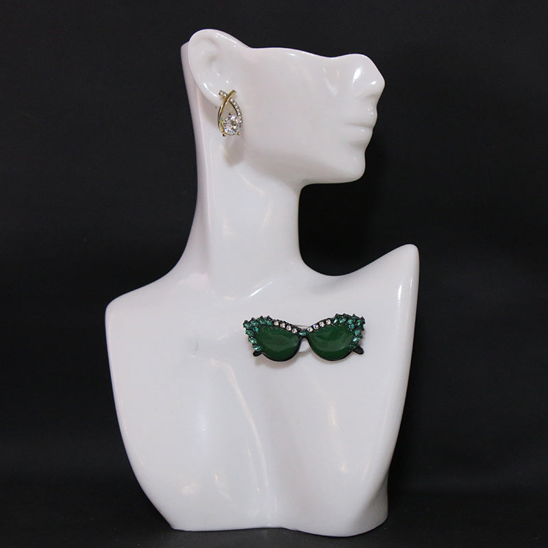 Elegant Rhinestone Sunglass-Inspired Brooch for Women Fashion Accessory