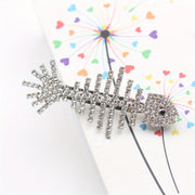 Women's Fish-Shaped Brooch with Rhinestones and Enamel Detailing