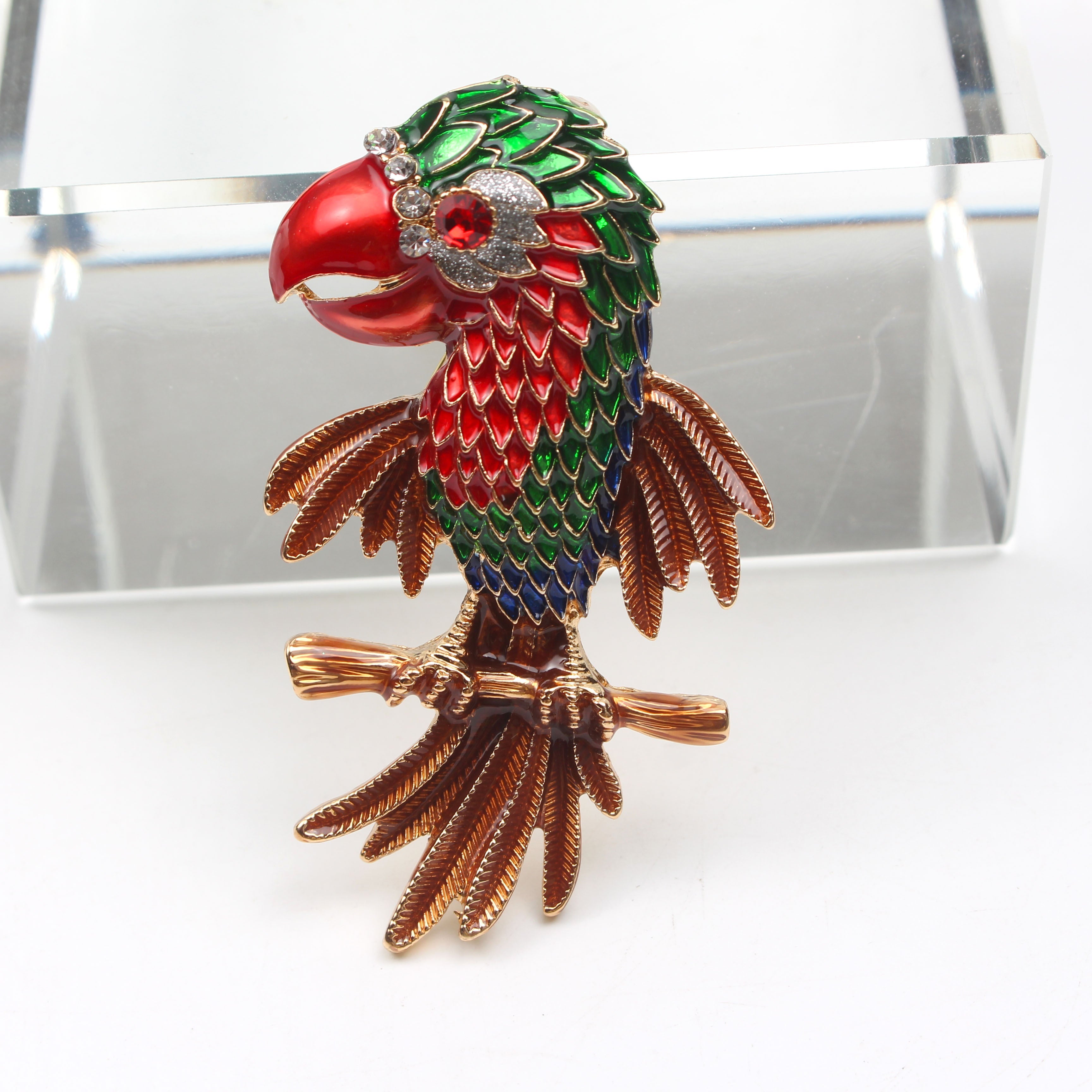 Enamel Parrot Brooch 3D Design for Sweaters and Coats Holiday Gift