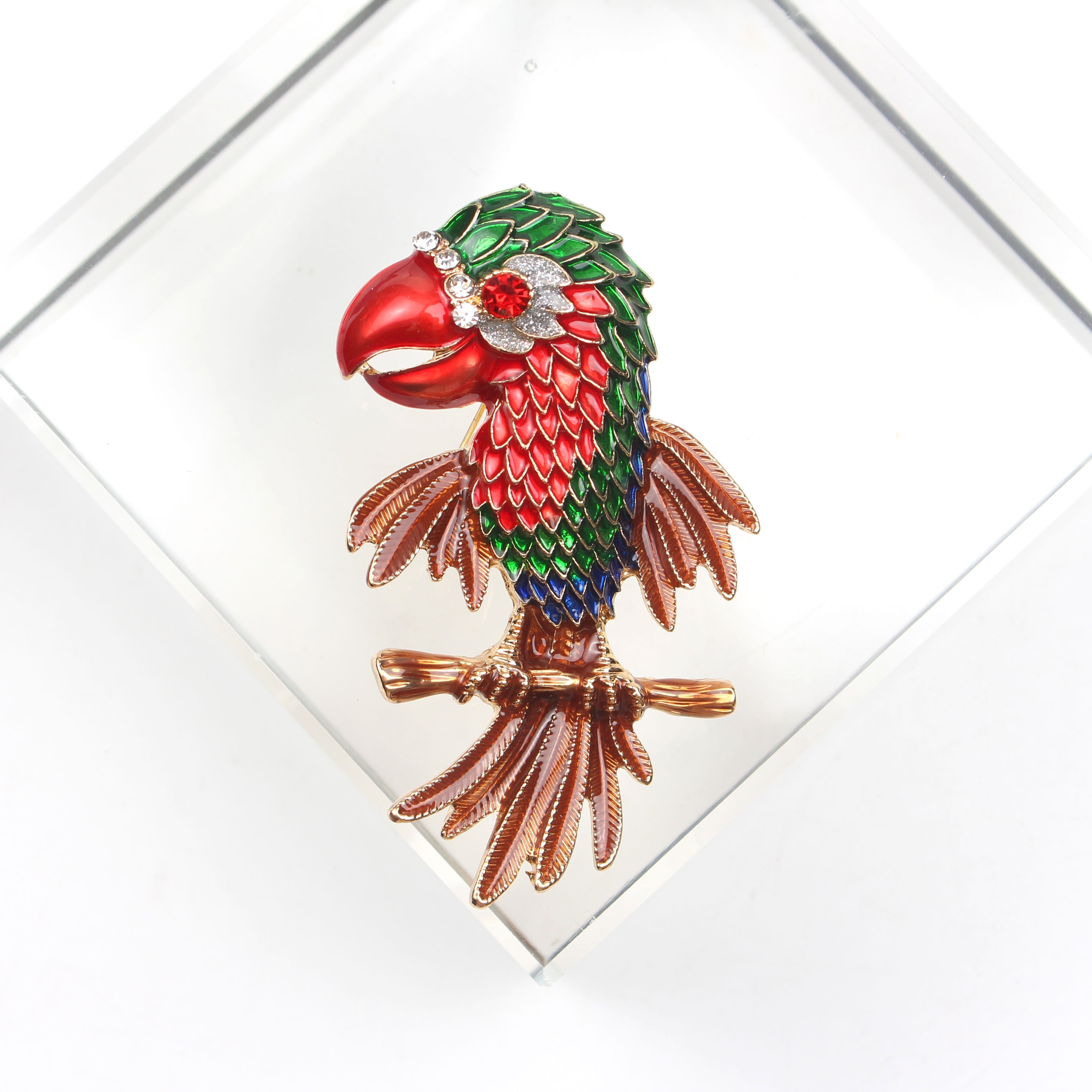 Enamel Parrot Brooch 3D Design for Sweaters and Coats Holiday Gift