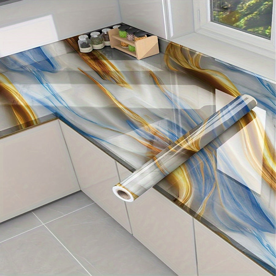 Self-Adhesive Granite Marble Wallpaper Waterproof Oil-Proof High-Temperature Aluminum Foil Wall Covering