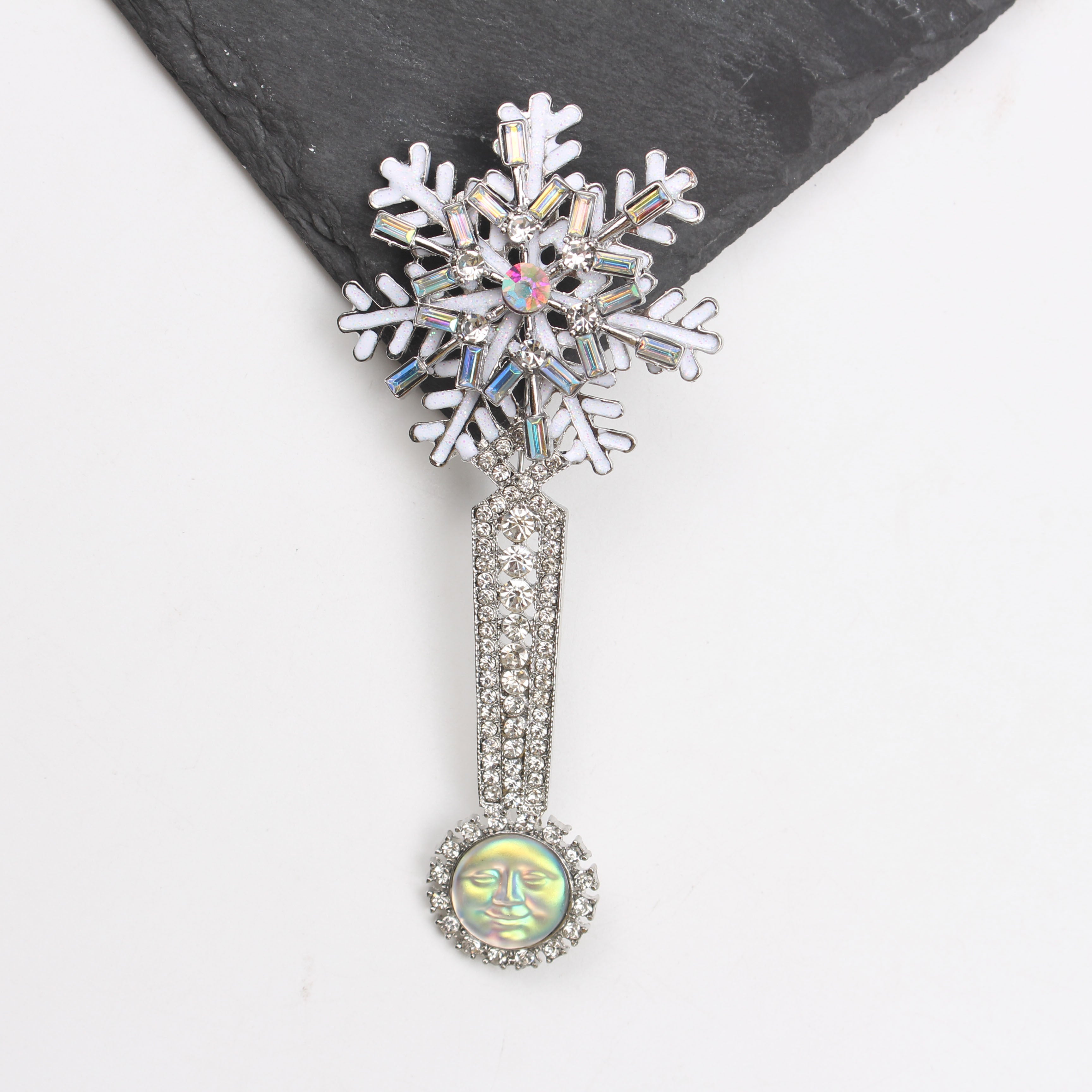 Роскошный нетрадиционный брошь с имитационной жемчужиной в виде снежинки для праздничного подарка
