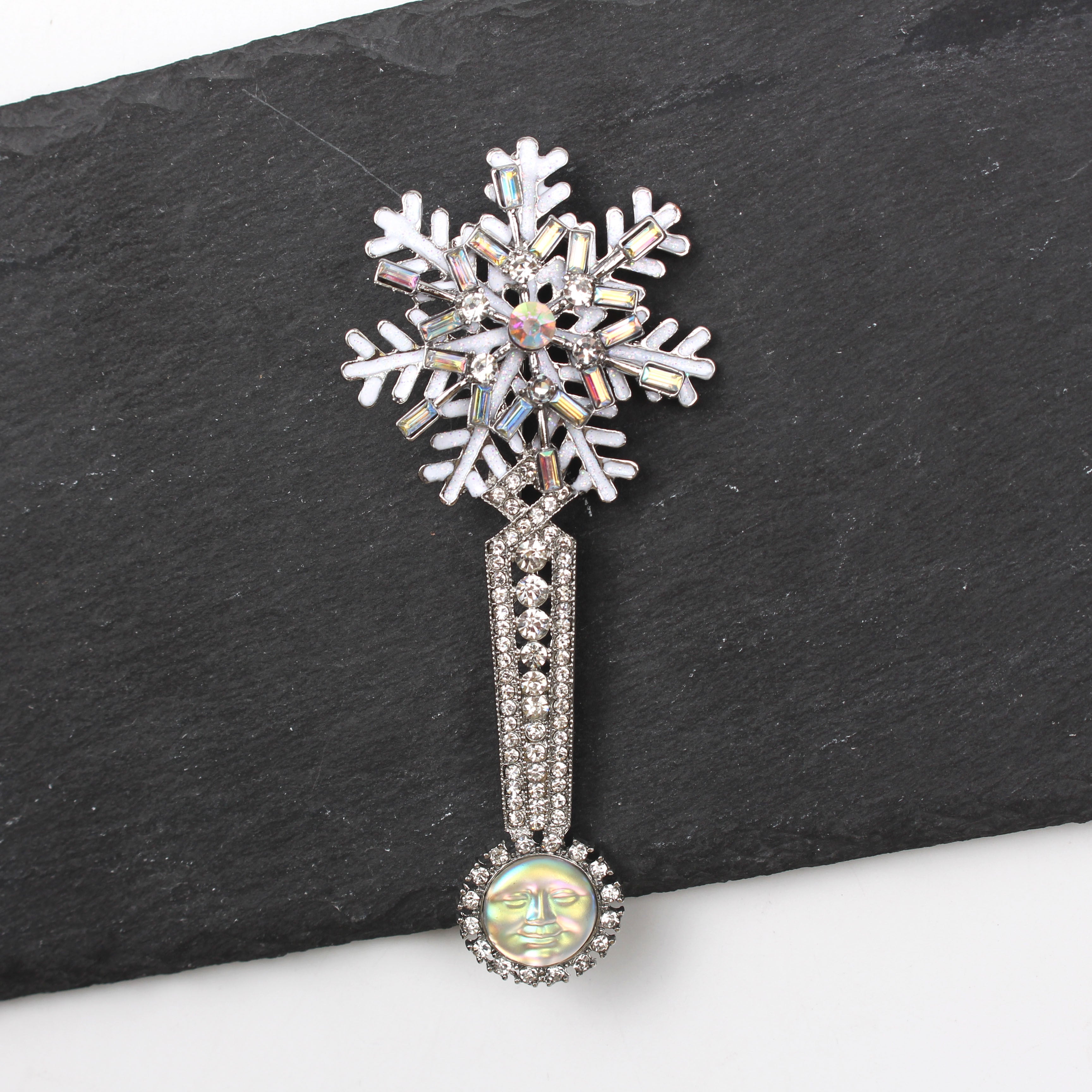 Роскошный нетрадиционный брошь с имитационной жемчужиной в виде снежинки для праздничного подарка