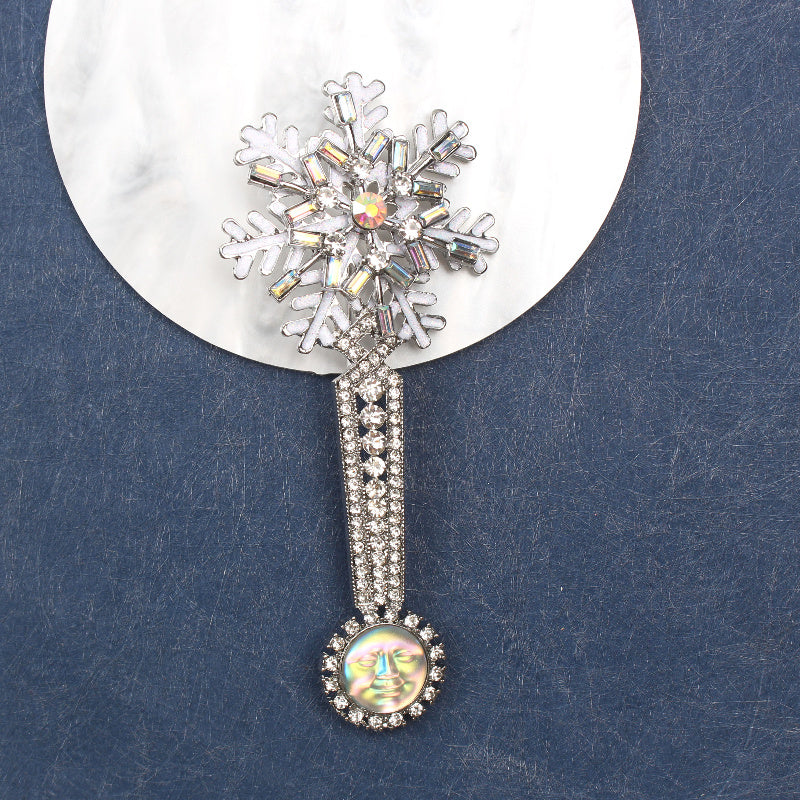 Роскошный нетрадиционный брошь с имитационной жемчужиной в виде снежинки для праздничного подарка