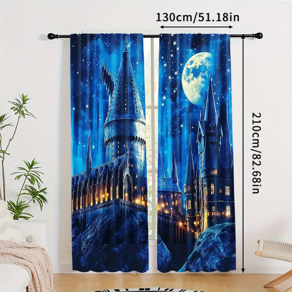 Blackout Curtains 2pc Set for Bedroom Living Room Polyester Magical Theme Darkening Window Treatment
