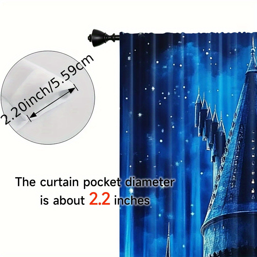 Blackout Curtains 2pc Set for Bedroom Living Room Polyester Magical Theme Darkening Window Treatment