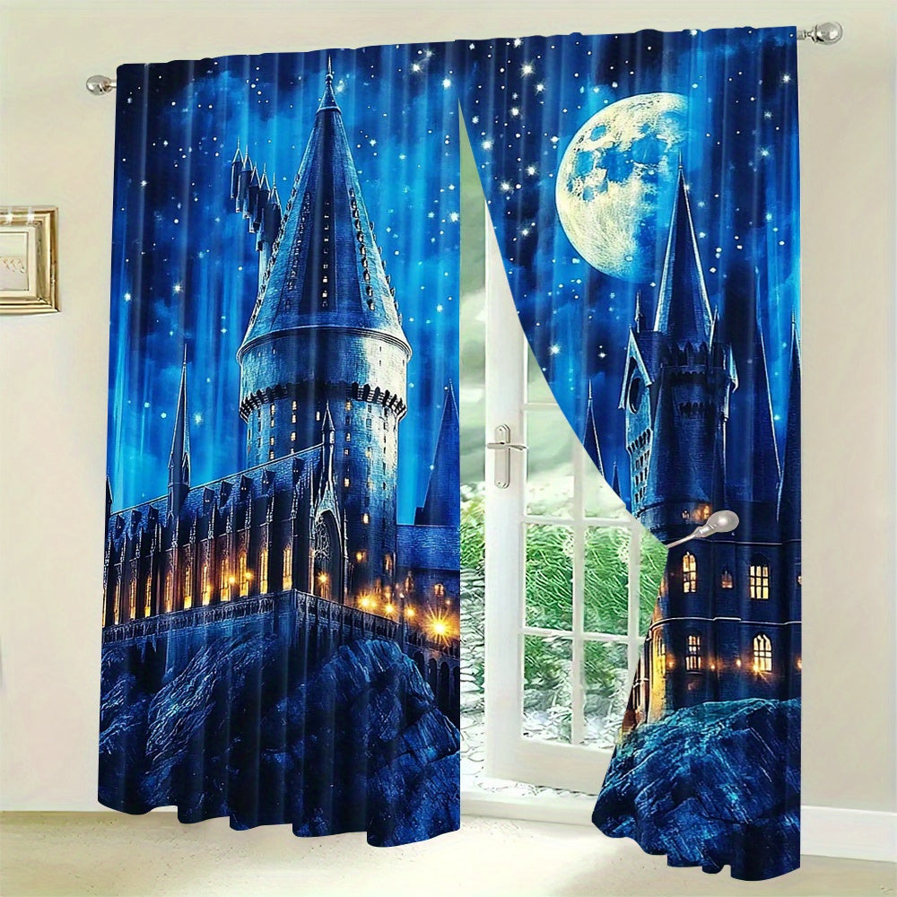 Blackout Curtains 2pc Set for Bedroom Living Room Polyester Magical Theme Darkening Window Treatment