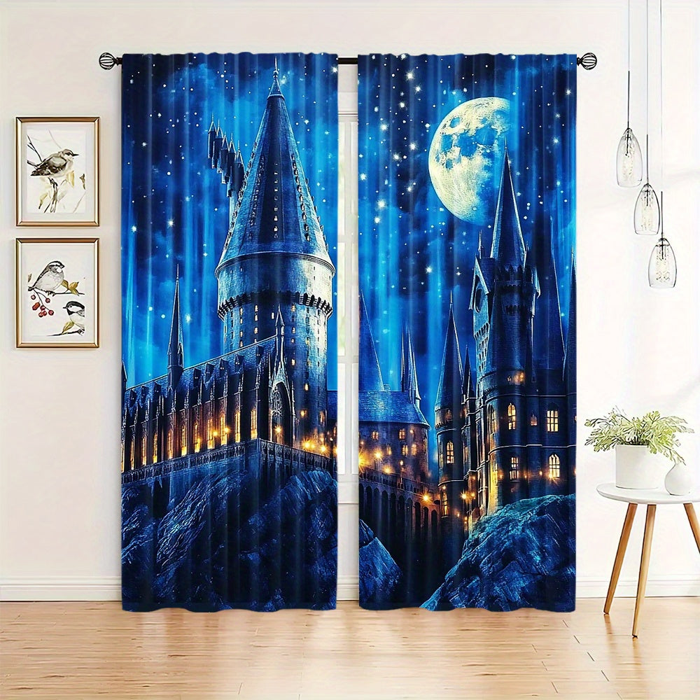Blackout Curtains 2pc Set for Bedroom Living Room Polyester Magical Theme Darkening Window Treatment