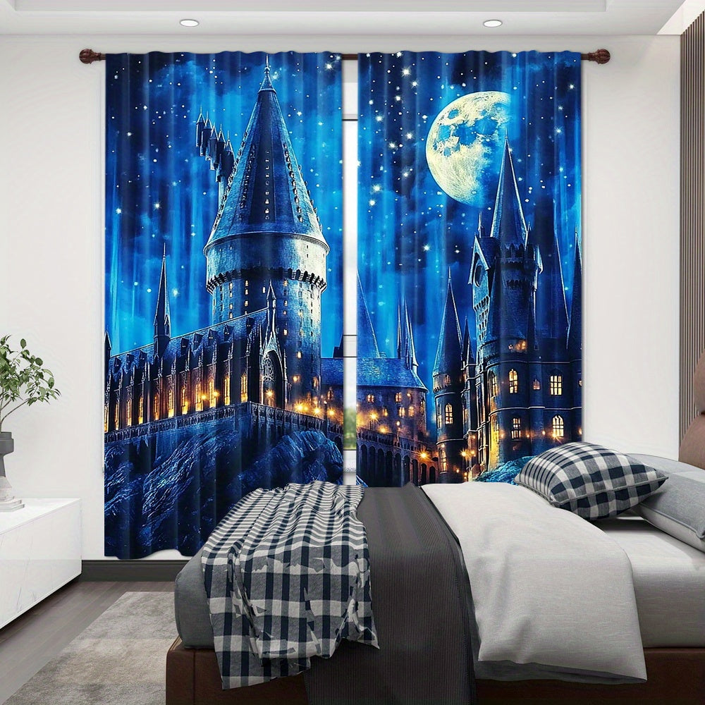 Blackout Curtains 2pc Set for Bedroom Living Room Polyester Magical Theme Darkening Window Treatment