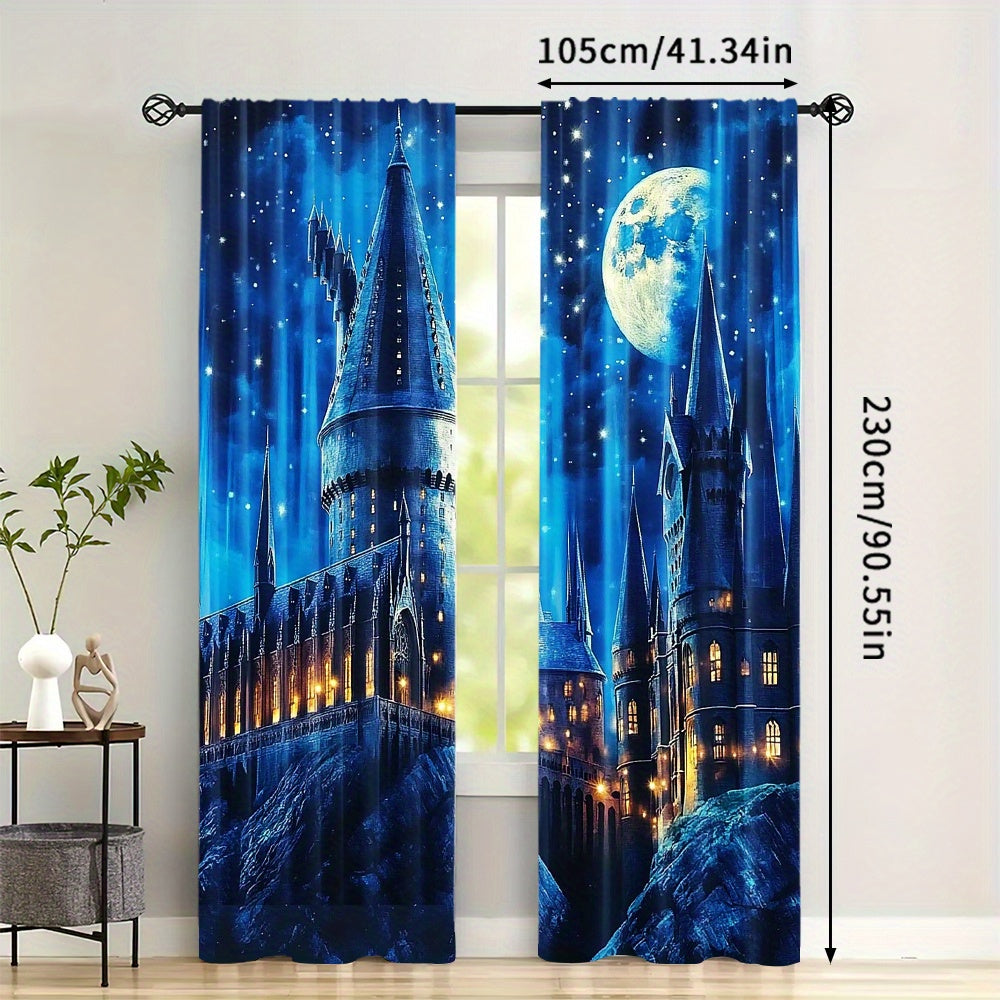 Blackout Curtains 2pc Set for Bedroom Living Room Polyester Magical Theme Darkening Window Treatment