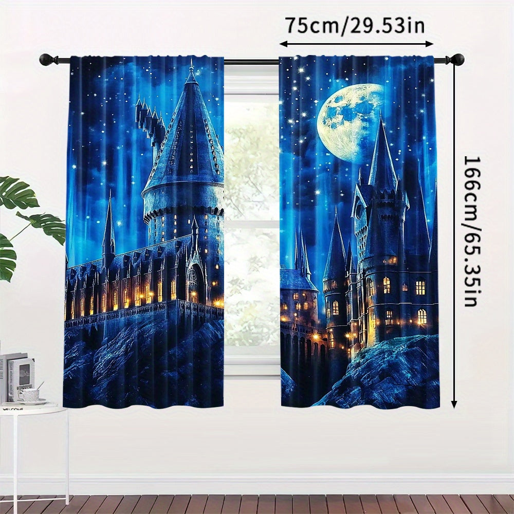 Blackout Curtains 2pc Set for Bedroom Living Room Polyester Magical Theme Darkening Window Treatment