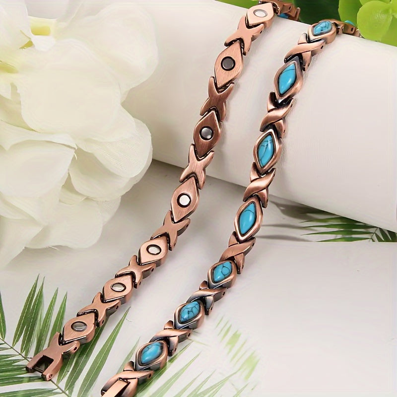 Women’s Copper Magnetic Bracelet Adjustable Boho Jewelry for Everyday and Special Occasions