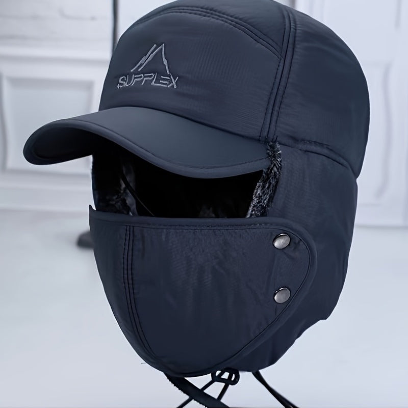 Thermal Hat with Ear Flaps and Detachable Face Mask for Winter Sports