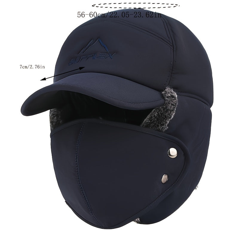 Thermal Hat with Ear Flaps and Detachable Face Mask for Winter Sports
