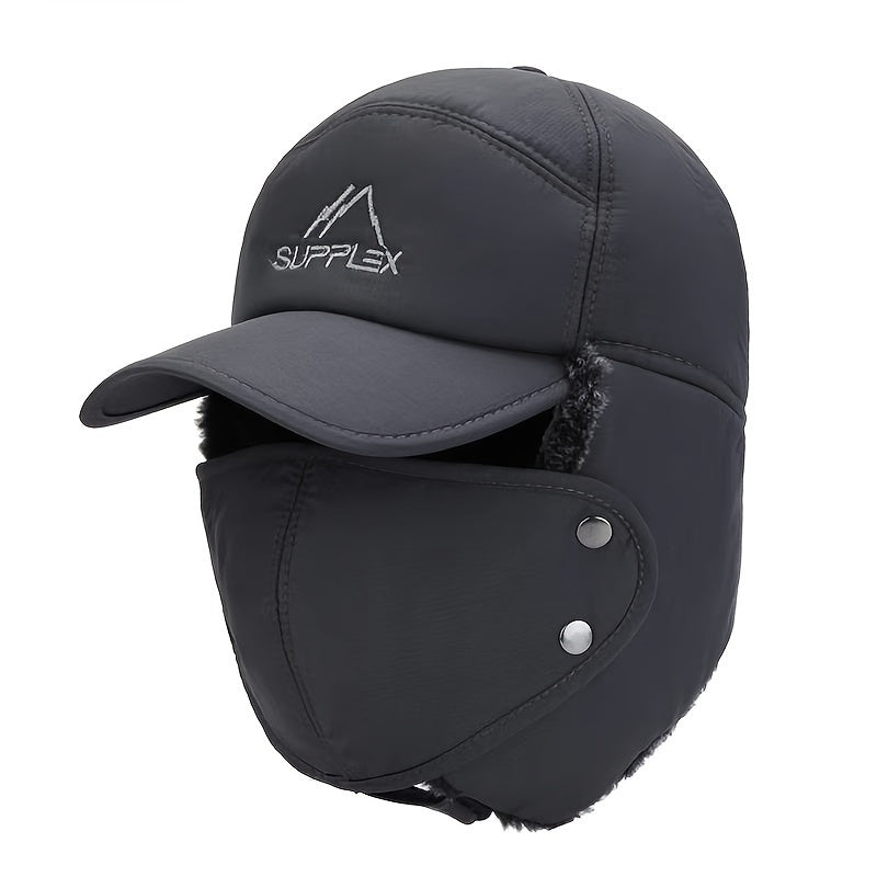 Thermal Hat with Ear Flaps and Detachable Face Mask for Winter Sports