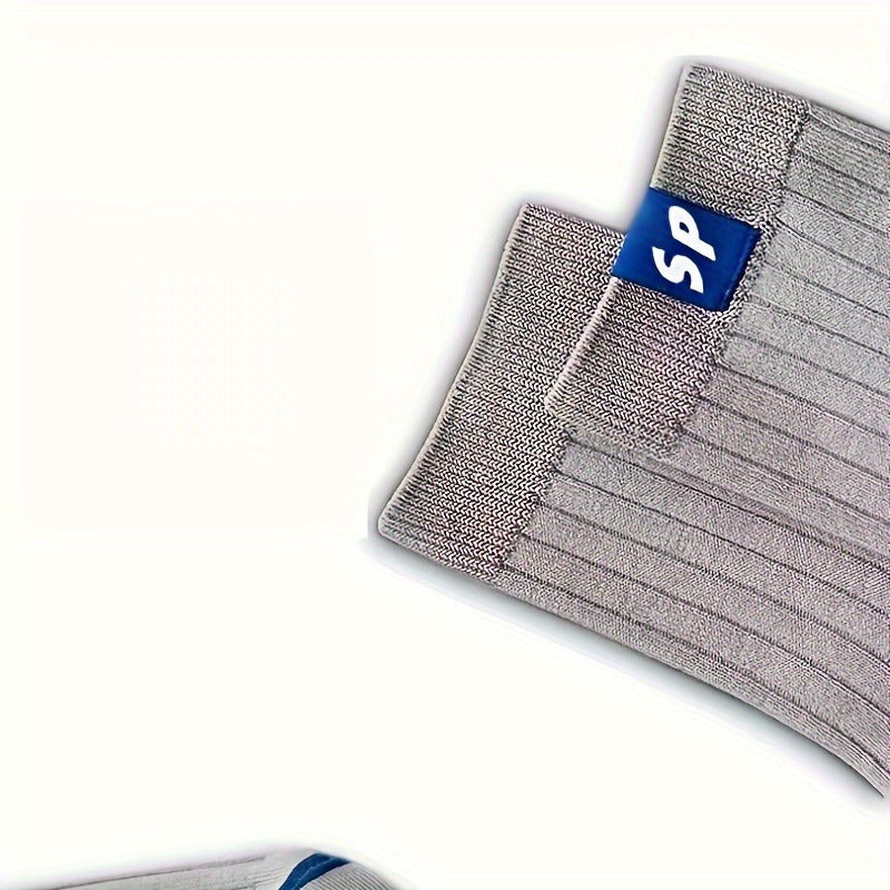 Men's Crew Socks Pack of 5 Breathable Comfortable Knit Polyester for Fall Winter Outdoor Activities