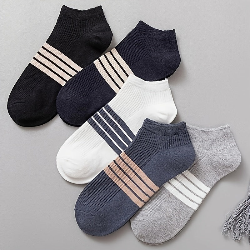 Men's Low-Top Socks 5 Pairs Breathable Anti-Odor Sweat-Absorbing Comfortable
