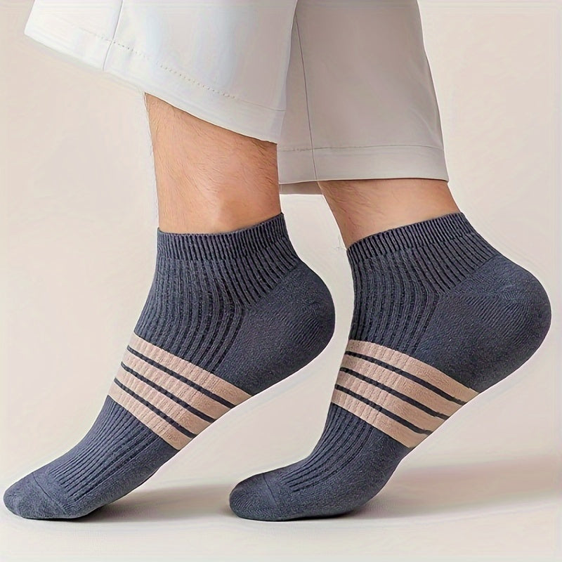 Men's Low-Top Socks 5 Pairs Breathable Anti-Odor Sweat-Absorbing Comfortable