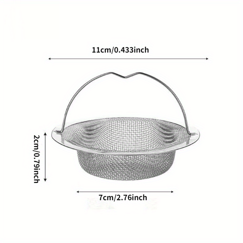Stainless Steel Kitchen Sink Strainer with Handle, Anti-Clog Mesh Filter