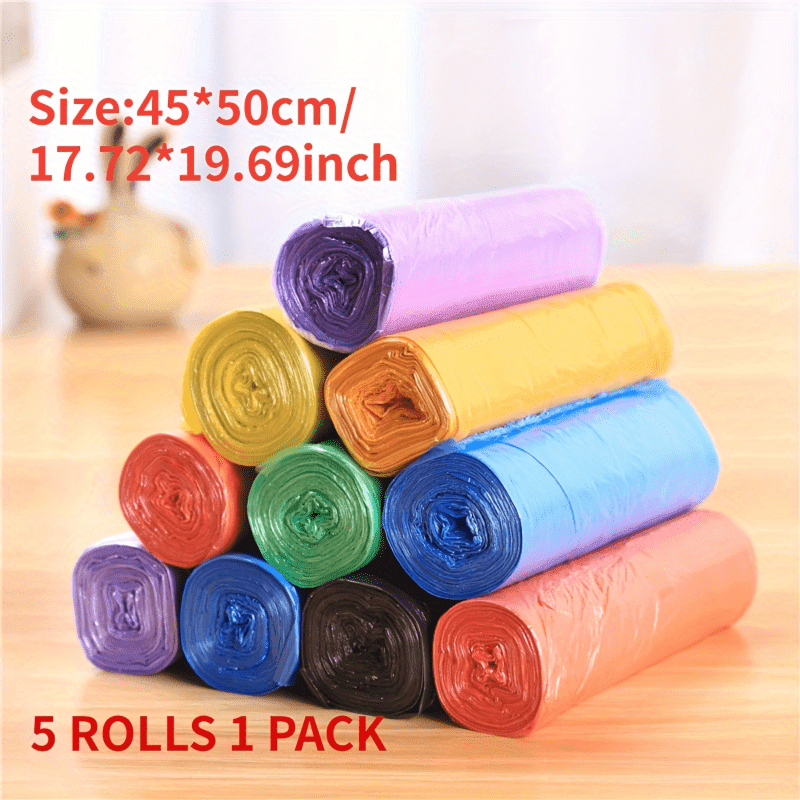 5 Rolls of 100 Disposable Trash Bags for Home Kitchen Office and Restaurant