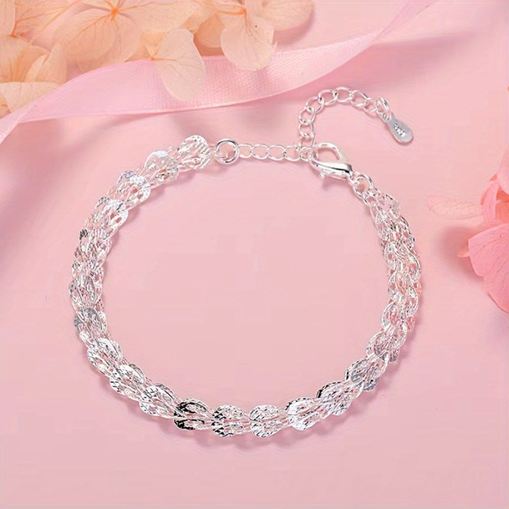 Sterling Silver Jewelry Set for Women Necklace and Bracelet for Parties Weddings