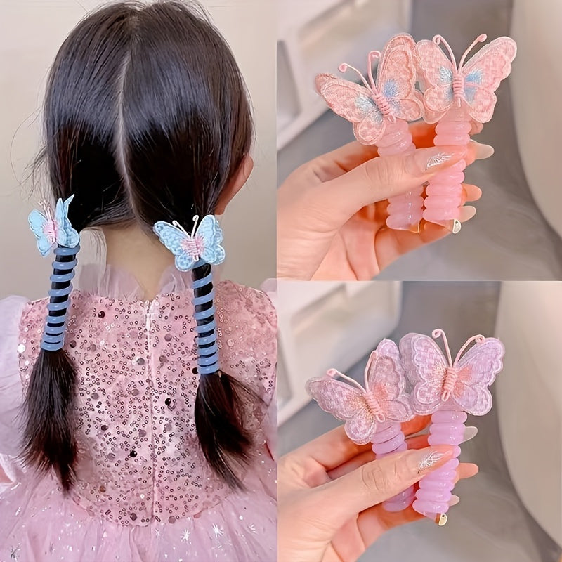 2 boho chic kapalak spiral soch bog'ichlari - qizlar uchun rang-barang elastik ponytail ushlagichlar, partiyalar va bayramlar uchun ideal, soch aksessuarlar