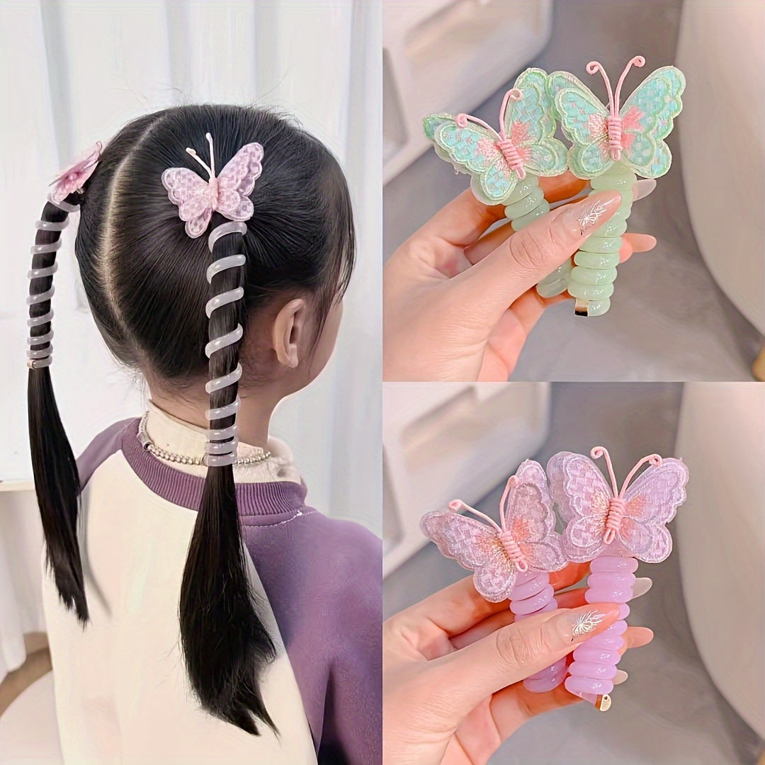 2 boho chic kapalak spiral soch bog'ichlari - qizlar uchun rang-barang elastik ponytail ushlagichlar, partiyalar va bayramlar uchun ideal, soch aksessuarlar