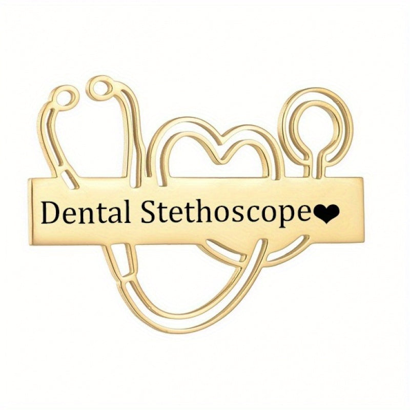 Engraved Stainless Steel Stethoscope Brooch with Customization Options for Men and Women