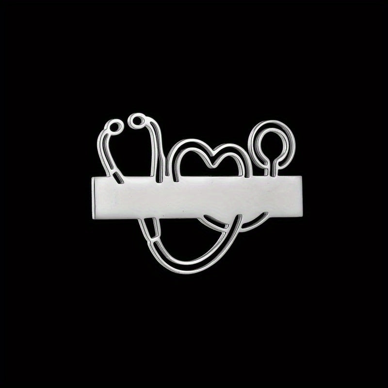 Shaxsiylashtirilgan zanglamaydigan po'latdan yasalgan stetoskop brosh va maxsus gravirovkali, erkaklar va ayollar uchun