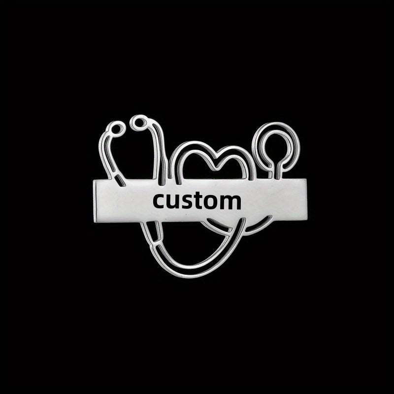 Shaxsiylashtirilgan zanglamaydigan po'latdan yasalgan stetoskop brosh va maxsus gravirovkali, erkaklar va ayollar uchun