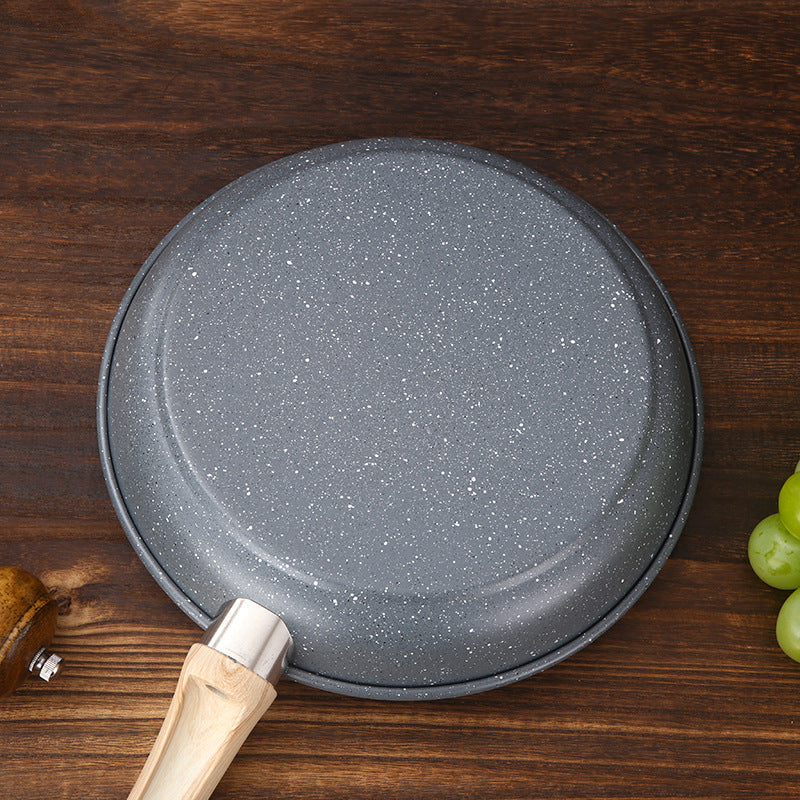 Сковорода EcoPans с антипригарным покрытием и деревянной ручкой - пшеничный рисовый камень, без масла, без дыма, совместима с электромагнитными плитами, посуда для блинов, омлетов, стейков - не требует электричества