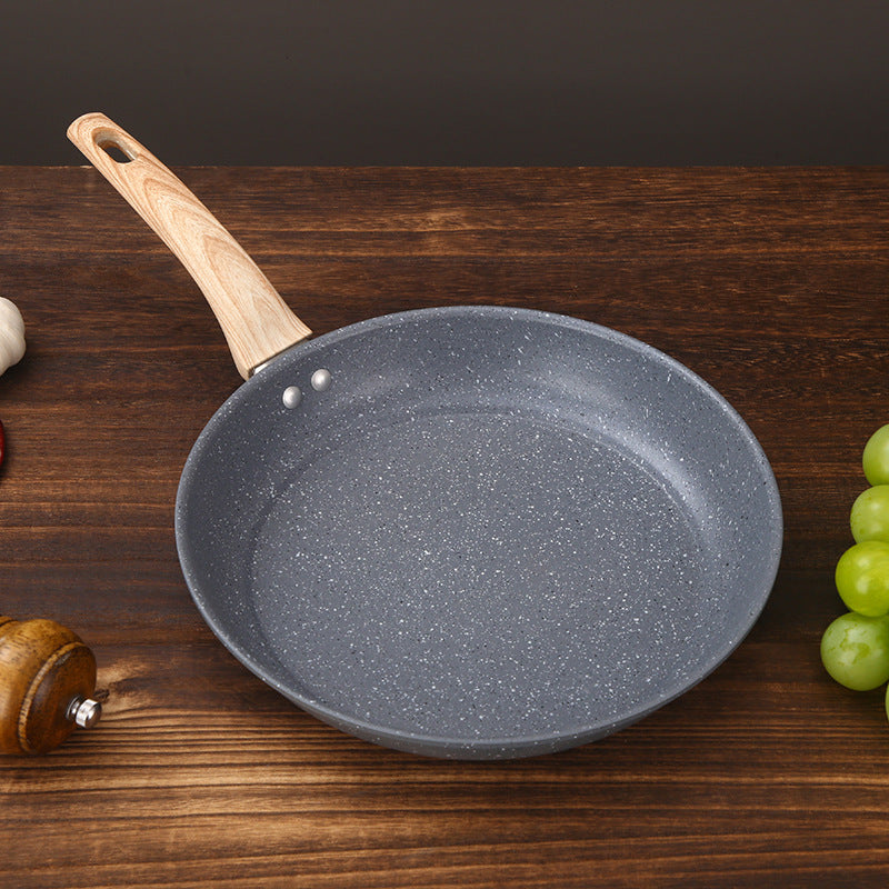 Сковорода EcoPans с антипригарным покрытием и деревянной ручкой - пшеничный рисовый камень, без масла, без дыма, совместима с электромагнитными плитами, посуда для блинов, омлетов, стейков - не требует электричества