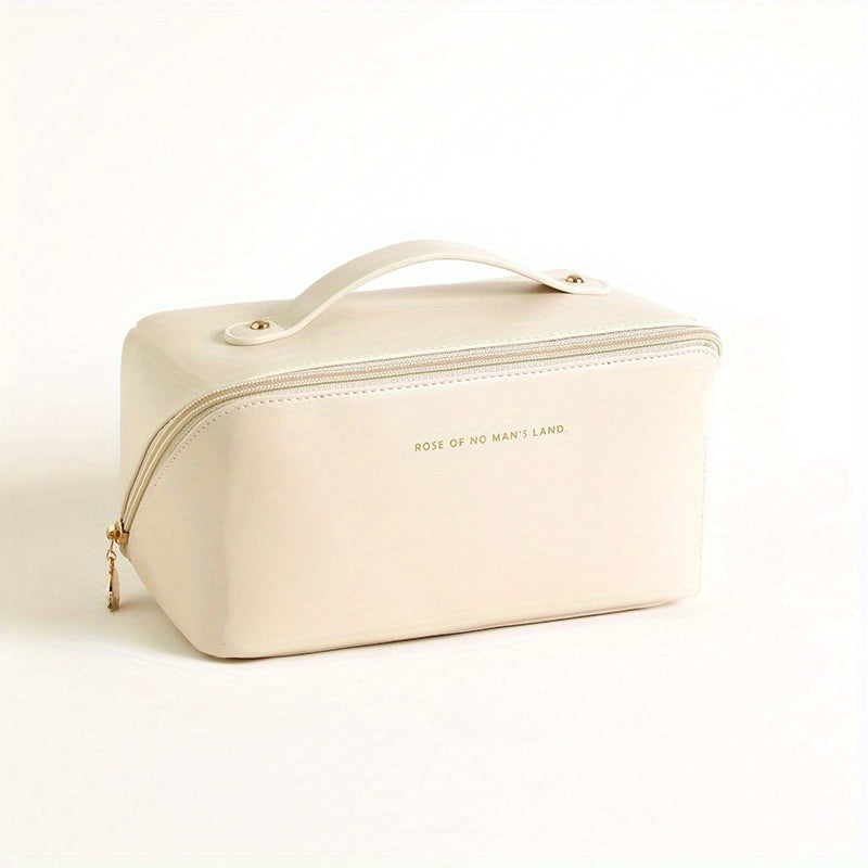 Zarif pushti sayohat makiyaj sumkasi, bo'laklar bilan, katta sig'imli, suv o'tkazmaydigan va formaldegiddan xoli. Terini parvarish qilish va makiyaj zaruriyatlari uchun mos. Mustahkam va ko'chirish uchun qulay to'liq saqlash.