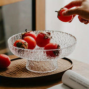 Textured Glass Fruit Bowl for Living Room Snacks Candy and Desserts