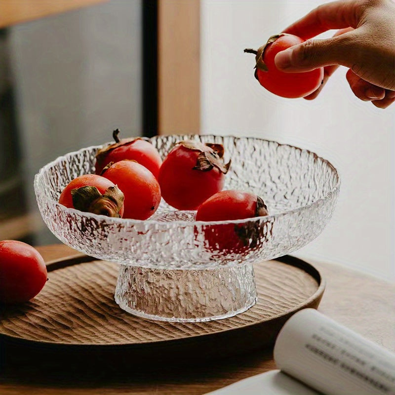 Textured Glass Fruit Bowl for Living Room Snacks Candy and Desserts
