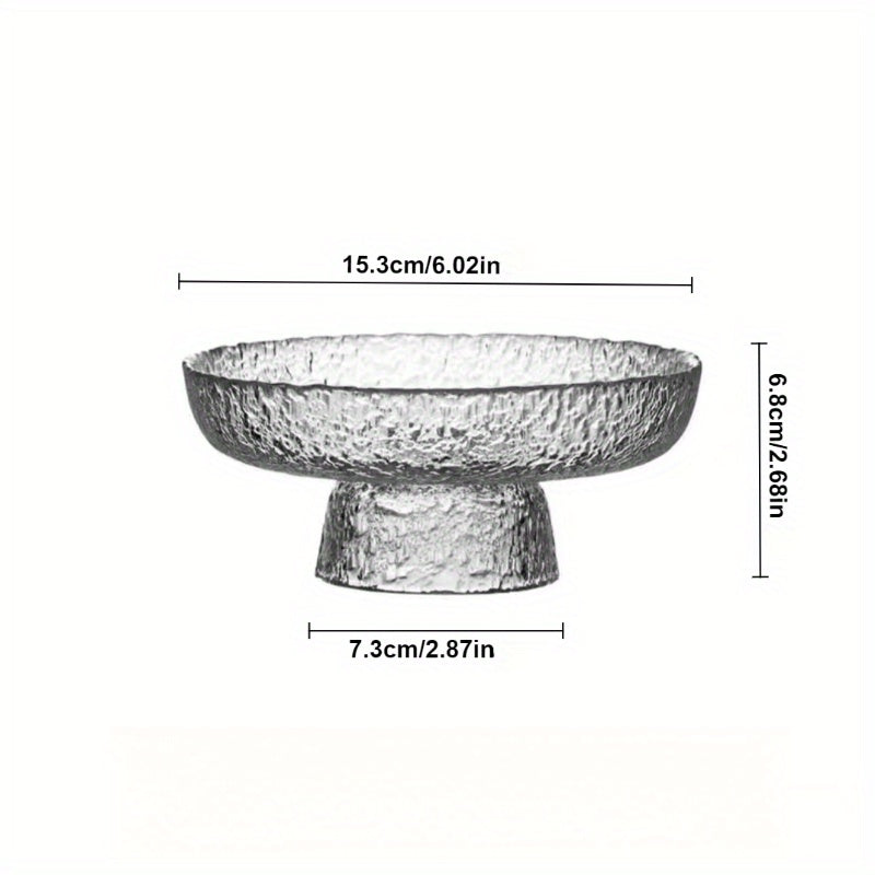 Textured Glass Fruit Bowl for Living Room Snacks Candy and Desserts