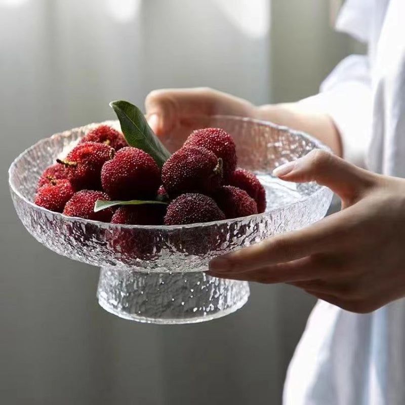Textured Glass Fruit Bowl for Living Room Snacks Candy and Desserts