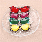 Vibrant Enamel Pin with Rhinestones for Jackets and Coats Unisex Brooch