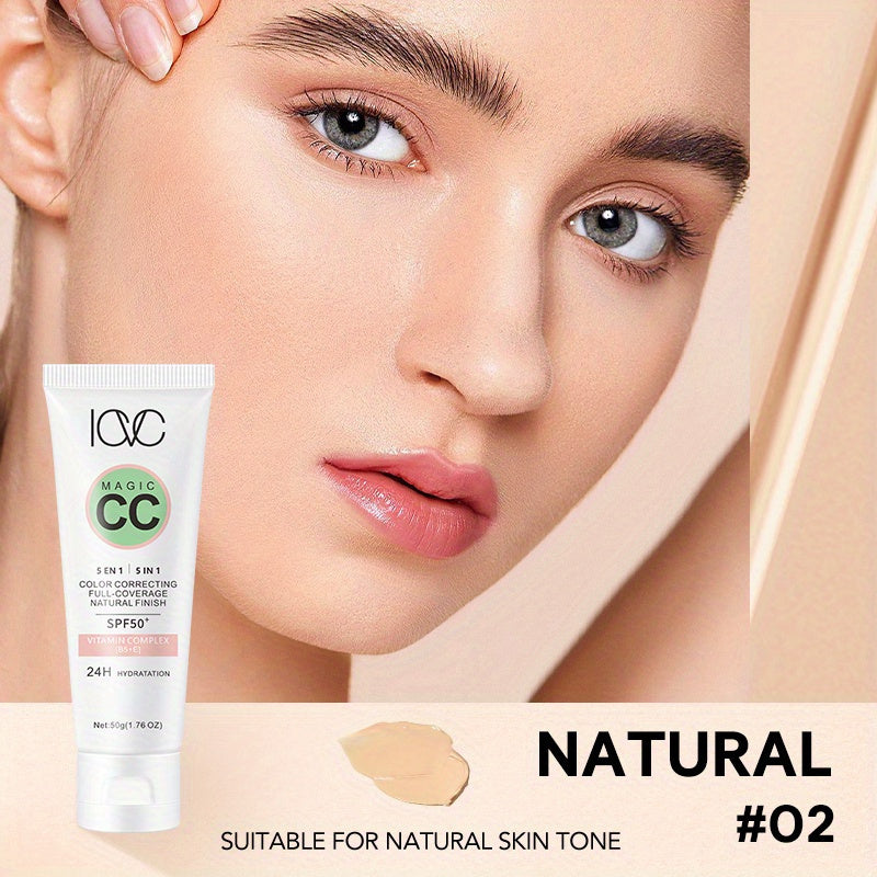 5-in-1 CC Cream Medium Coverage Natural Finish SPF 50 Hydrating Face Cream
