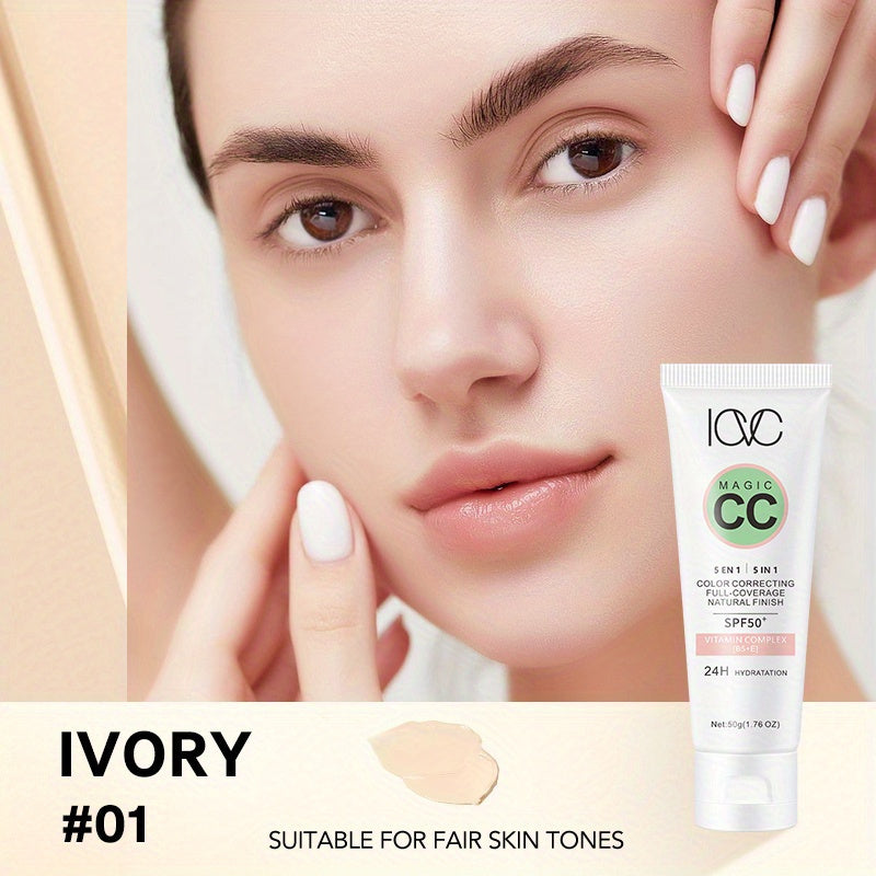 5-in-1 CC Cream Medium Coverage Natural Finish SPF 50 Hydrating Face Cream