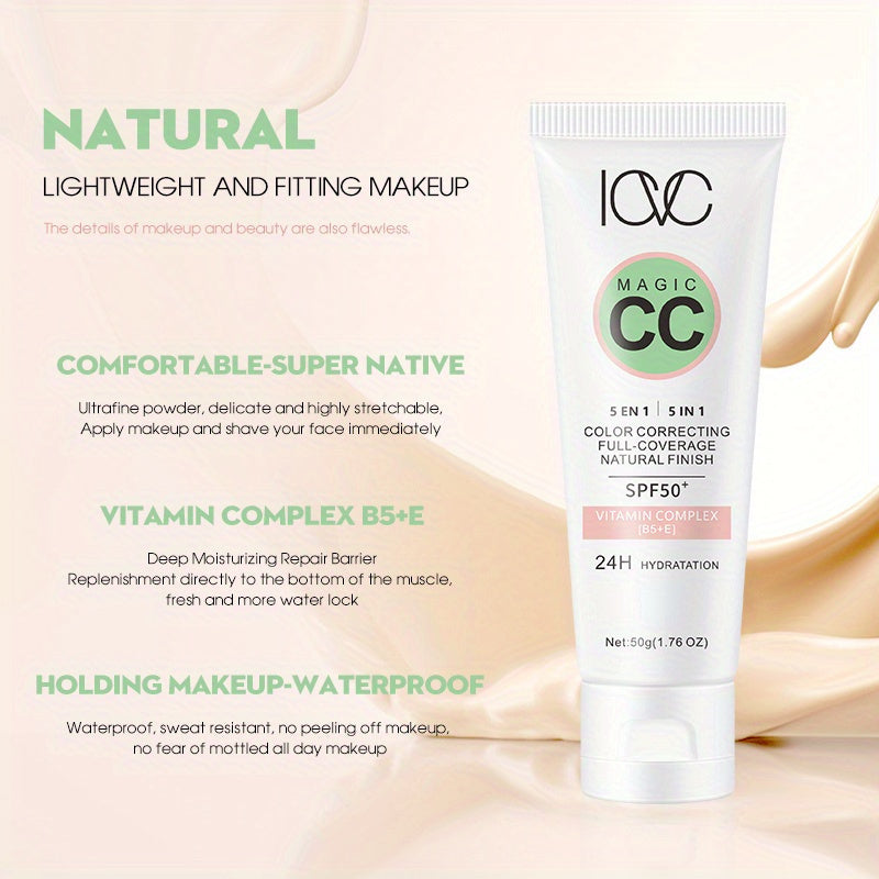 5-in-1 CC Cream Medium Coverage Natural Finish SPF 50 Hydrating Face Cream