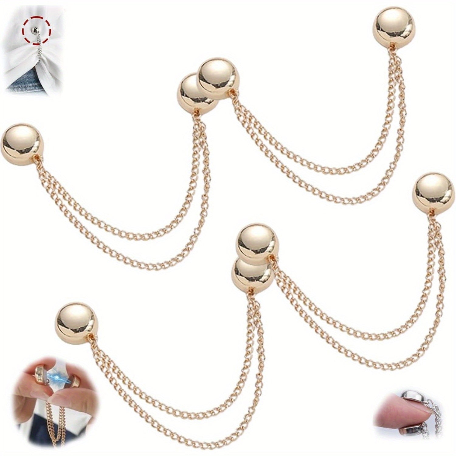 4pcs Women's Magnetic Clothes Clips Durable Alloy Elegant Fit for Shirts Skirts Dresses