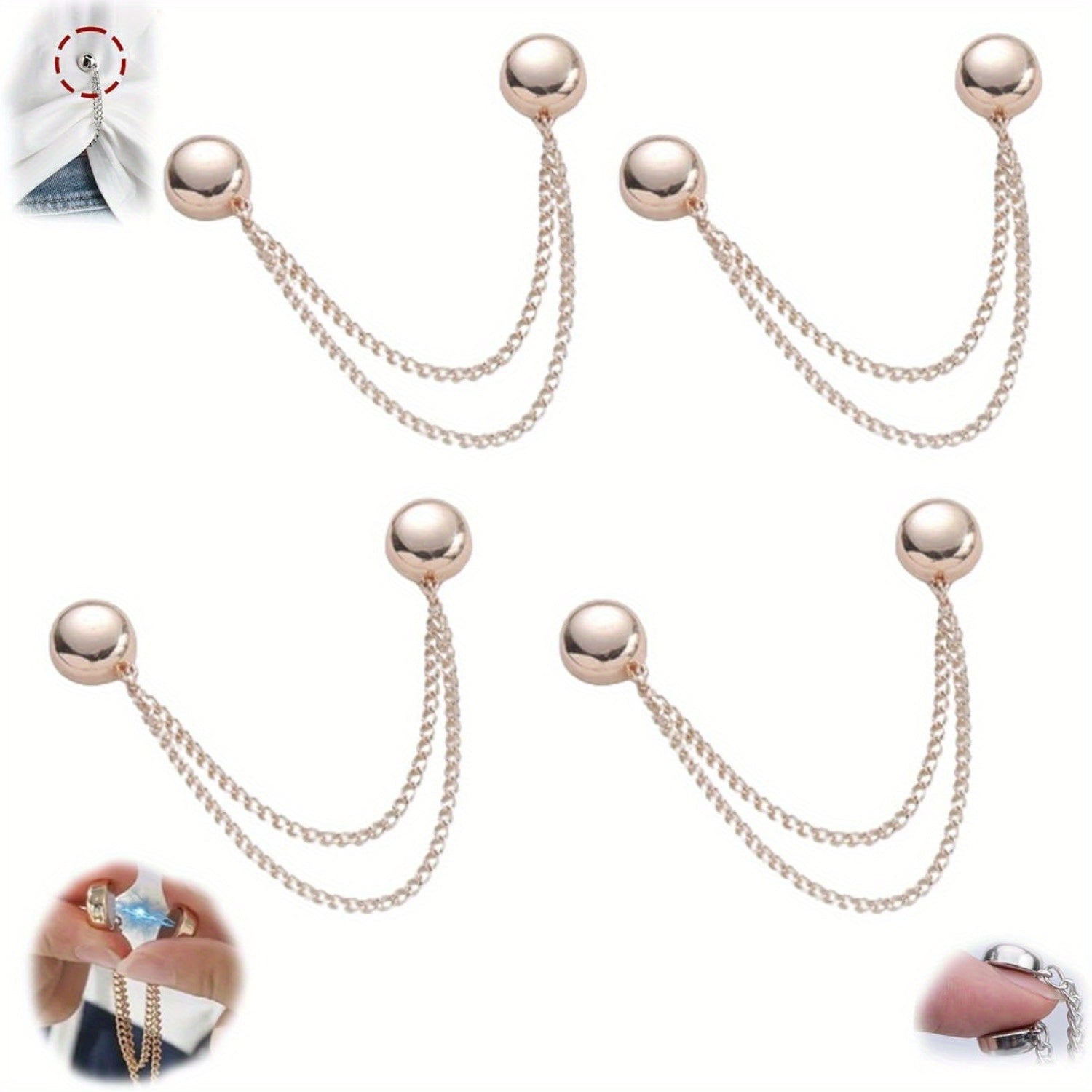 4pcs Women's Magnetic Clothes Clips Durable Alloy Elegant Fit for Shirts Skirts Dresses