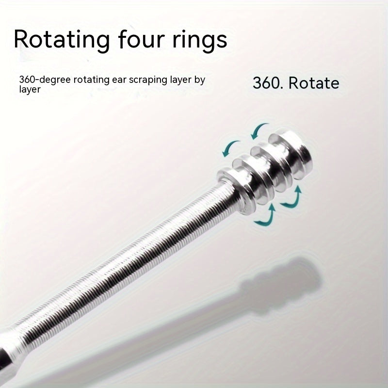 Stainless Steel Ear Picking Spoon Set 6 Pieces Spiral Design Adult Ear Cleaning Tools