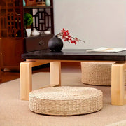 Handmade Round Grass Cushion with Tray Eco-Friendly Dandelion Fiber Bay Window Tatami Seating