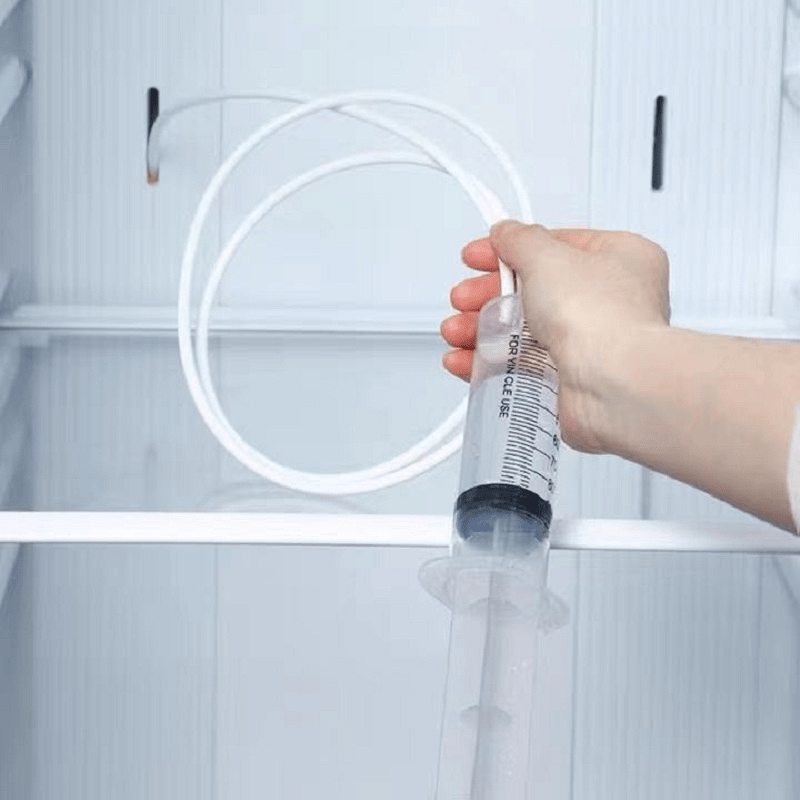 Refrigerator Drain Hole Cleaning Kit Flexible Syringe Hose Brush Deep Cleaning